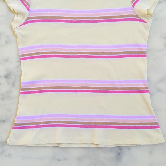 Old Navy 100% Cotton Short Sleeve Tee with multi color stripes. - Picture 4 of 4